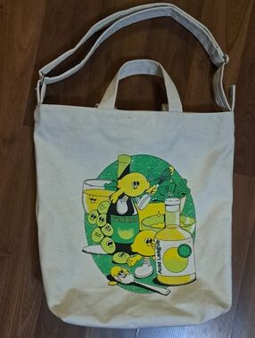 BAGGU Acid League lemon 100% Cotton Tote with Green and Yellow Cartoon Graphic